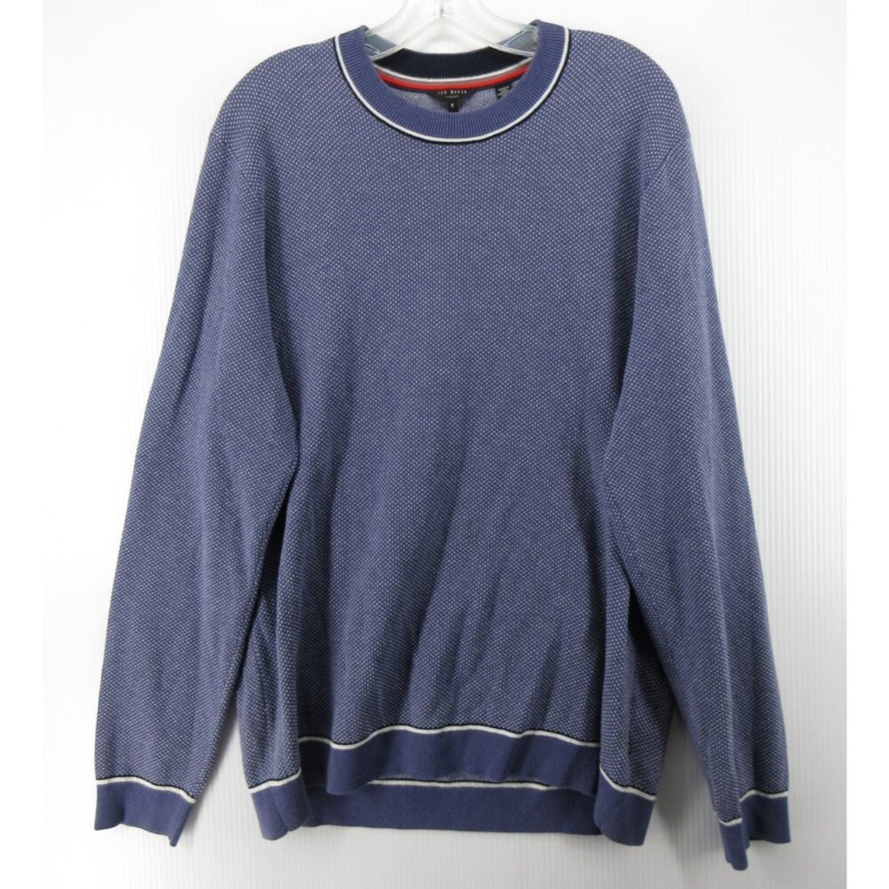 Ted Baker Sweater 5 Birdseye Pullover Classic Crewneck Cotton XL*